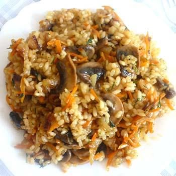 Плов с шампиньонами: грибные рецепты с рисом